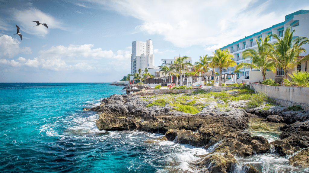 Oceanfront resort along the turquoise Caribbean coastline