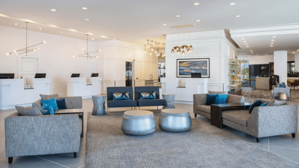 Modern boutique hotel lobby included with the Atlantic Canada Revealed travel experience for charity auction
